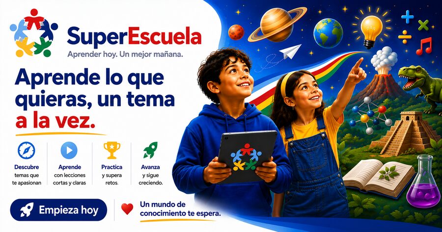 Ilustración de SuperEscuela App: aprendé lo que querás, un tema a la vez.