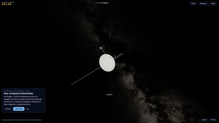 La Voyager 1 en el espacio interestelar, con la Vía Láctea de fondo.